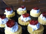 Polenta, goat's cheese and roasted cherry tomato canapes