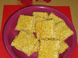 Til chikki with sugar - tilachi vadi - ellina chikki - chikki recipes - sesame seeds recipes