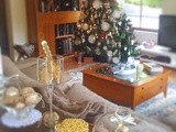 Christmas tree, cookie house and sweet Christmas display (mostly homemade)
