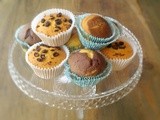 Cupcakes with dried blueberry slices and blackcurrant powder