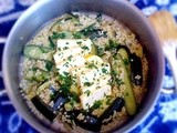 Fregola with zucchini and halloumi