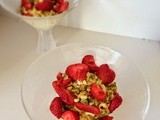 Homemade mascarpone with honey, pistachio and dried strawberries