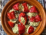 Israeli cous cous with grilled eggplants and capsicums