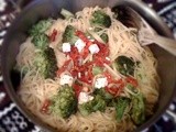 Linguine with broccoli... and some semi-dried tomatoes and feta too