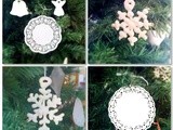Meringue snow flakes and doilies for the Christmas tree