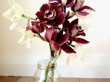 Orchids in mason jar