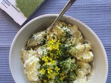 Potato salad with Fresh As Tarragon, capers and Friarielli flowers, plus focaccia with Fresh As herbs