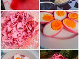Red Beetroot with Wasabi Mayonnaise and Pink Eggs for Easter