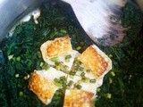 Spinach with Halloumi and Chinese garlic chives, quick comfort food