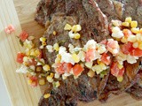 Grilled Ribeyes with Corn and Tomato Relish