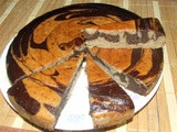 Eggless banana marble cake