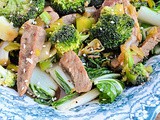 Beef Stir Fry with Leeks, Broccoli, & Bok Choy