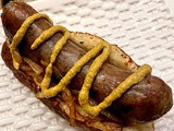 Beer Brats in Pretzel Buns