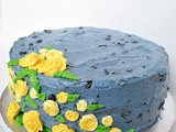 Blueberry & Yellow Rose Cake