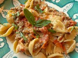 Creamy Sausage, Tomato, & Squash Pasta