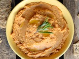 Pumpkin Rosemary Hummus with Sizzled Garlic #pumpkinweek