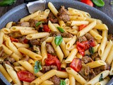 Tomato, Eggplant and Sausage Pasta