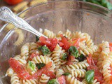 Warm Fresh Basil and Tomato Pasta Salad