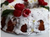 Raspberry and Olive Oil Yoghurt Cake with a Lemon Poppyseed Glaze