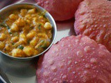Beetroot Poori and Channa Masala | Kids lunch box recipes