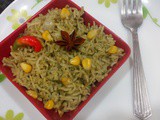 Corn Spinach Pulao Recipe|Corn Palak Pulav Rice