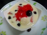 Fruit custard with jelly |fruit salad with jelly and custard