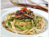 Udon, Mushroom and French Beans