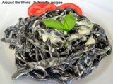 Squid Ink Fettuccine (with Garlic and Parmesan Sauce)