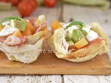 Cestini prosciutto e mozzarella freddi