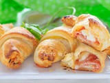 Cornetti di sfoglia pizza e prosciutto