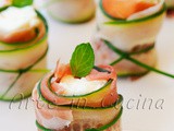 Involtini di cetriolo prosciutto e gorgonzola