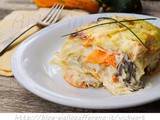 Lasagne con zucca gorgonzola e funghi in salsa mornay