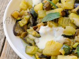 Patate e verdure saltate in padella con scamorza