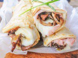 Piadine arrotolate ai funghi prosciutto e besciamella