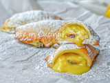 Ravioli dolci alle mele e crema con gocce di cioccolato