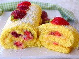 Rotolo alla crema pasticcera e fragole