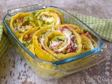 Rotolo di crepes con speck e zucchine