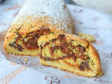 Rotolo di frolla con gocce di cioccolato e nutella