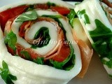 Sfoglia di mozzarella farcita con prosciutto e rucola