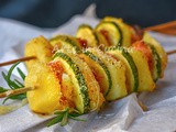 Spiedini di patate e zucchine con prosciutto