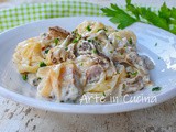 Tagliatelle funghi e pancetta cremose