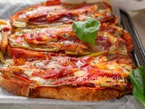 Teglia di pane e melanzane con speck