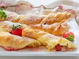 Torciglioni sfogliati fragole e crema veloci