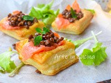 Vol au vent salmone e lenticchie antipasto