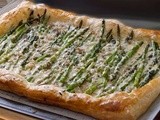 Baby Asparagus, Garlic & Three-Cheese Tart