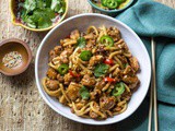 Black Pepper Caramel Chicken Udon