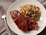 Healthy Homestyle Meatloaf w/ Ancho Chile-Red Pepper Glaze :: Wild Mushroom Risotto