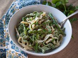 Homemade Spring Fettuccine with Pancetta, Peas & Asparagus