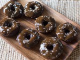 Mini Vegan Chocolate Donuts w/ Salted Caramel Pumpkin Spice Glaze