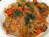 Wine-Braised Chicken with Shallots, Fennel, Carrots and Pancetta